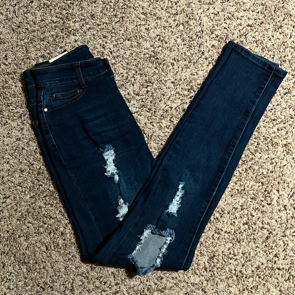 Fashion Nova size 11/12 dark distressed jeans